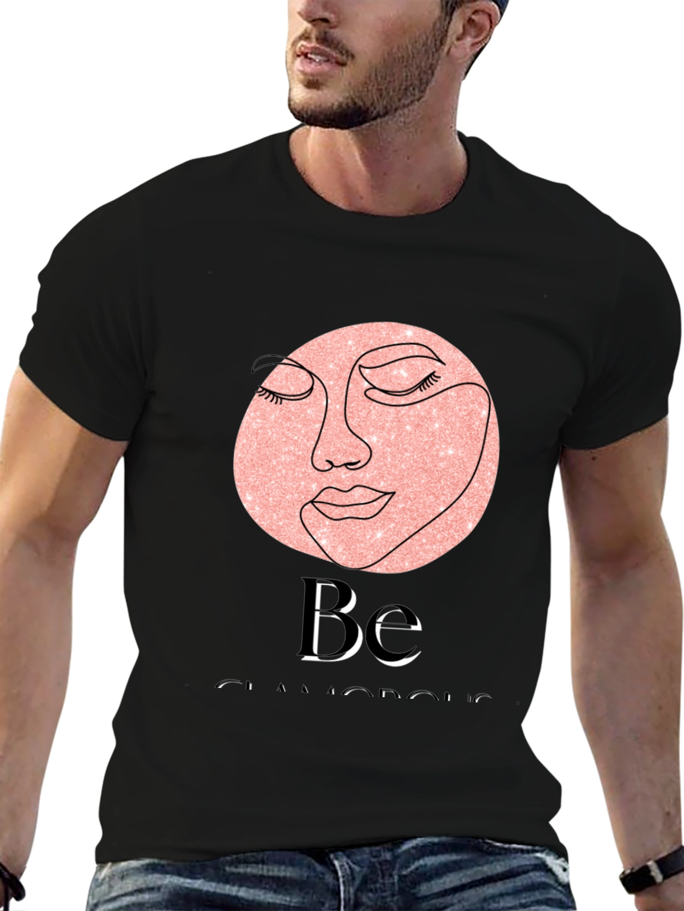 Black Glamorous Face Graphic Tee view 6