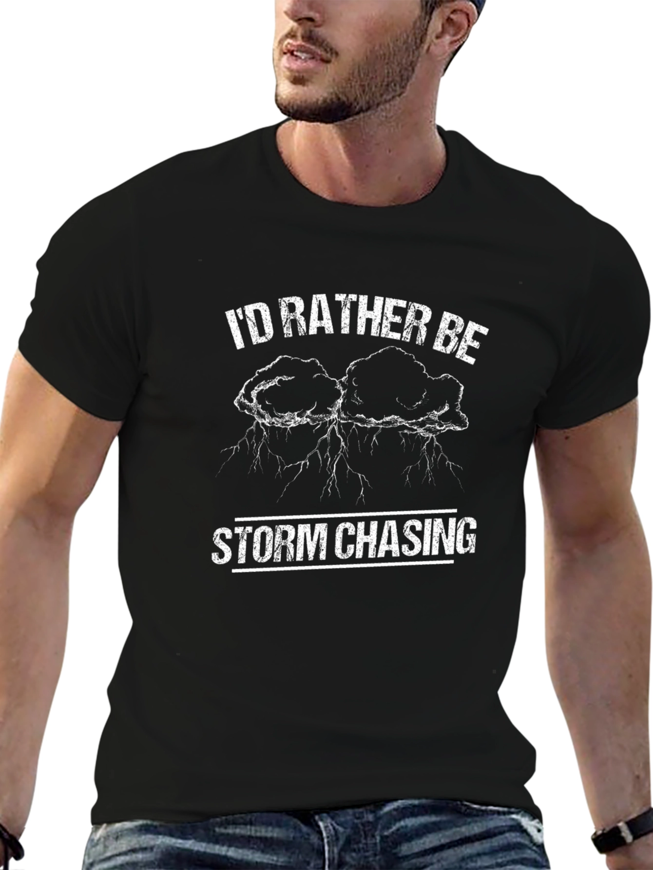 Black Storm Chaser T-Shirt - Black Cotton Graphic Tee view 6