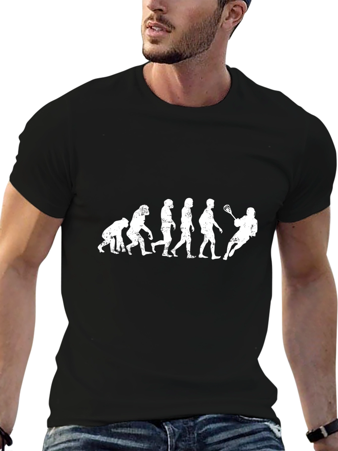 Black Lacrosse Evolution T-Shirt -  Funny Sports Tee view 6