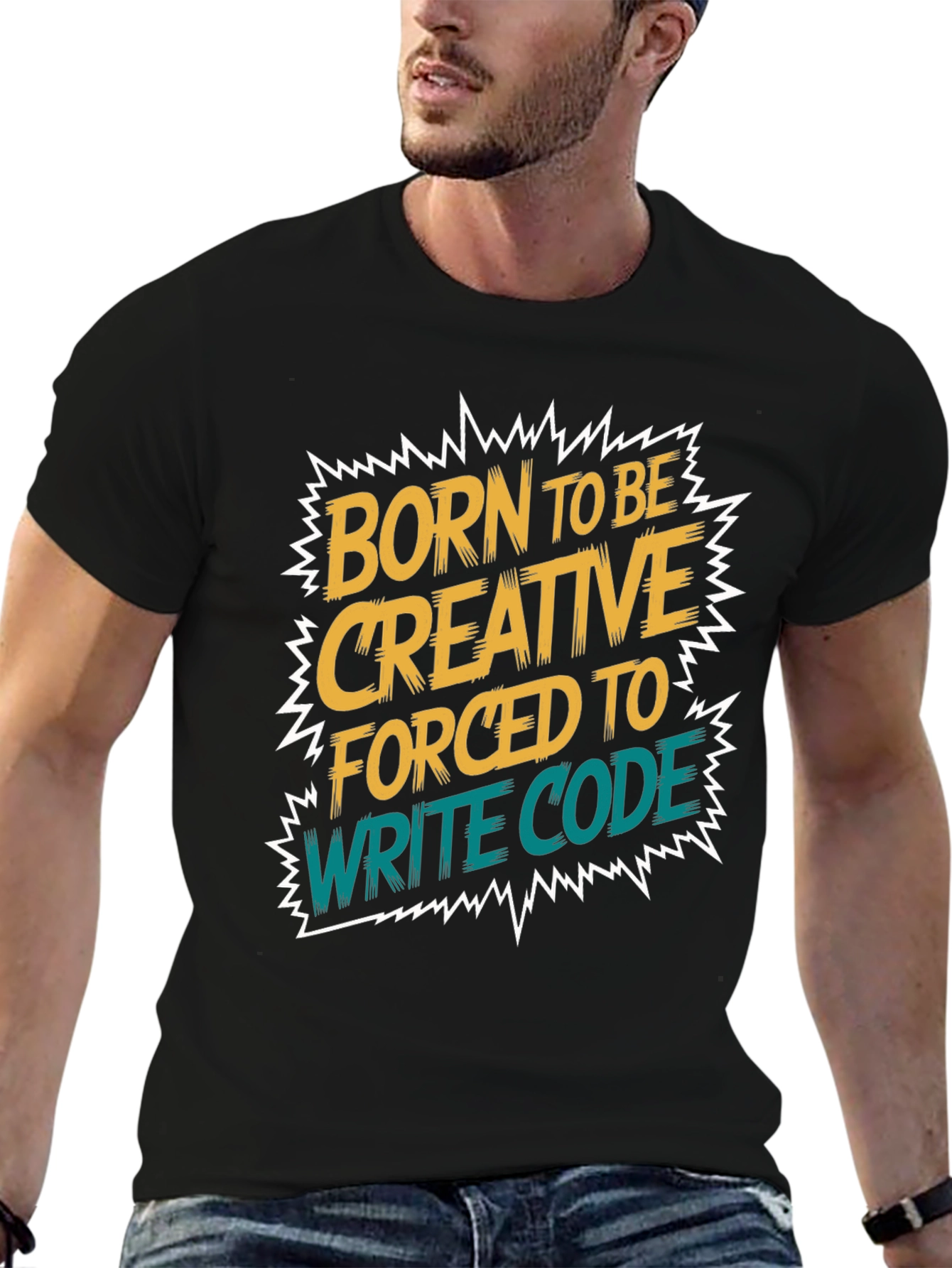 Black Born to Be Creative T-Shirt - Coding Humor view 6