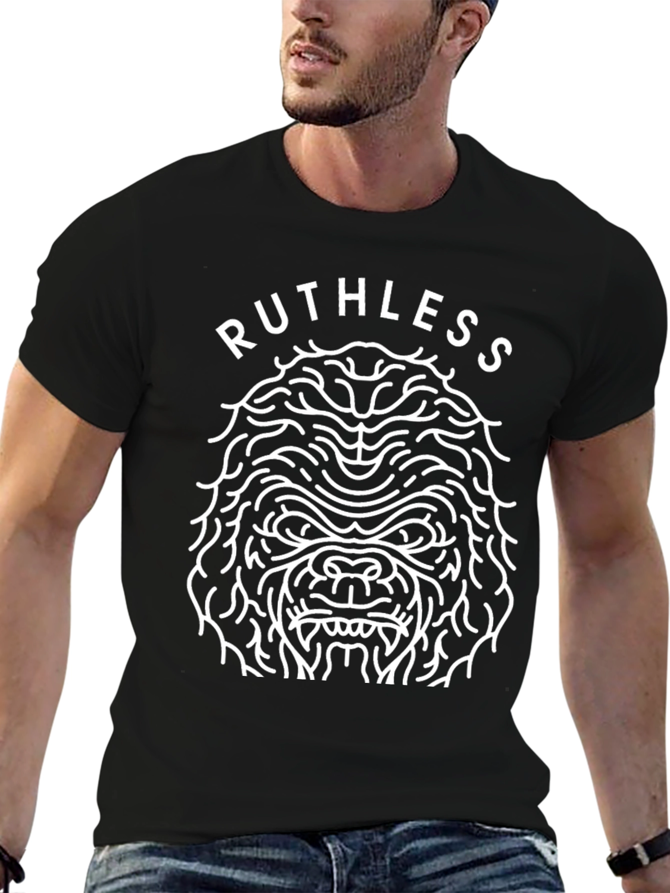 Black Ruthless Gorilla Graphic T-Shirt - Black view 6