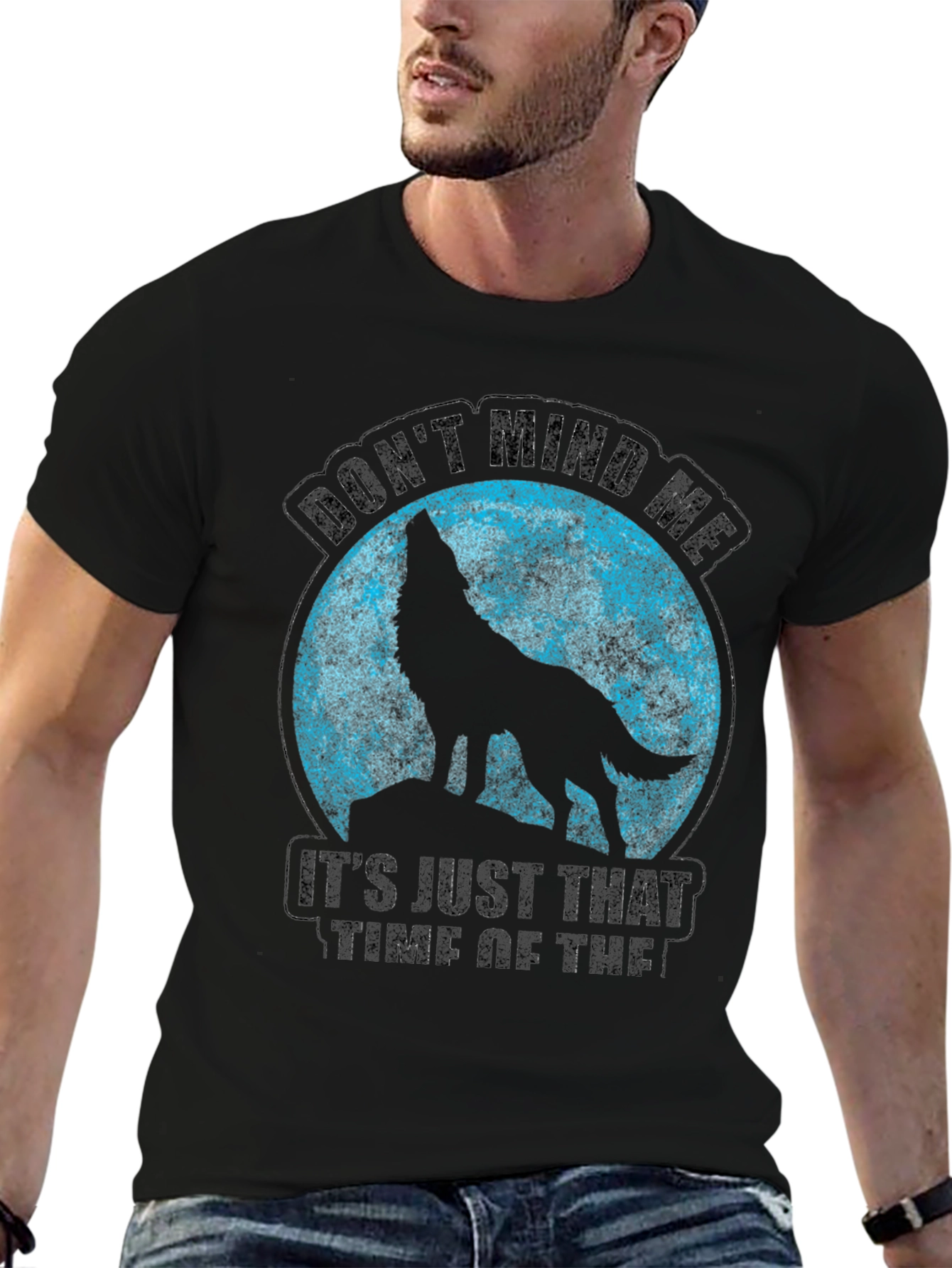 Black Wolf Moon T-Shirt - Don't Mind Me Funny Tee view 6