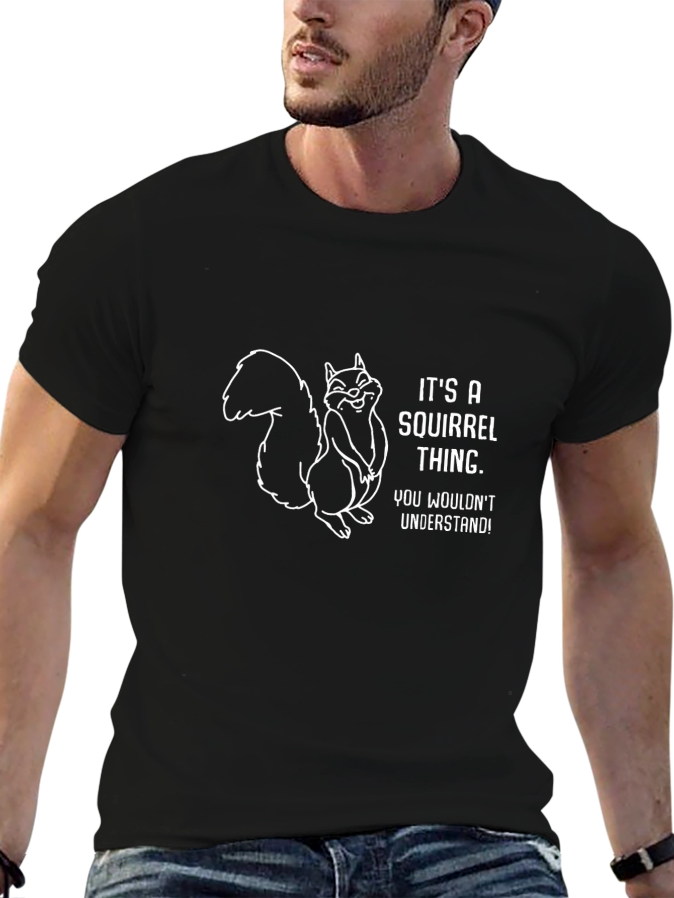 Black It's a Squirrel Thing T-Shirt view 6