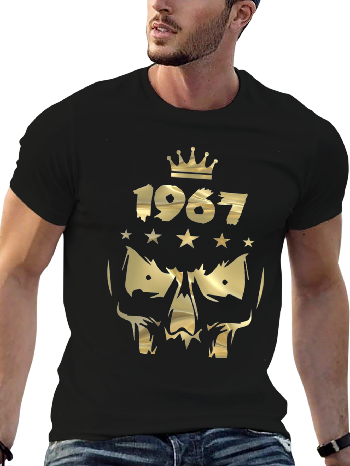 Black Gold 1967 Crown Skull Graphic Black T-Shirt view 6