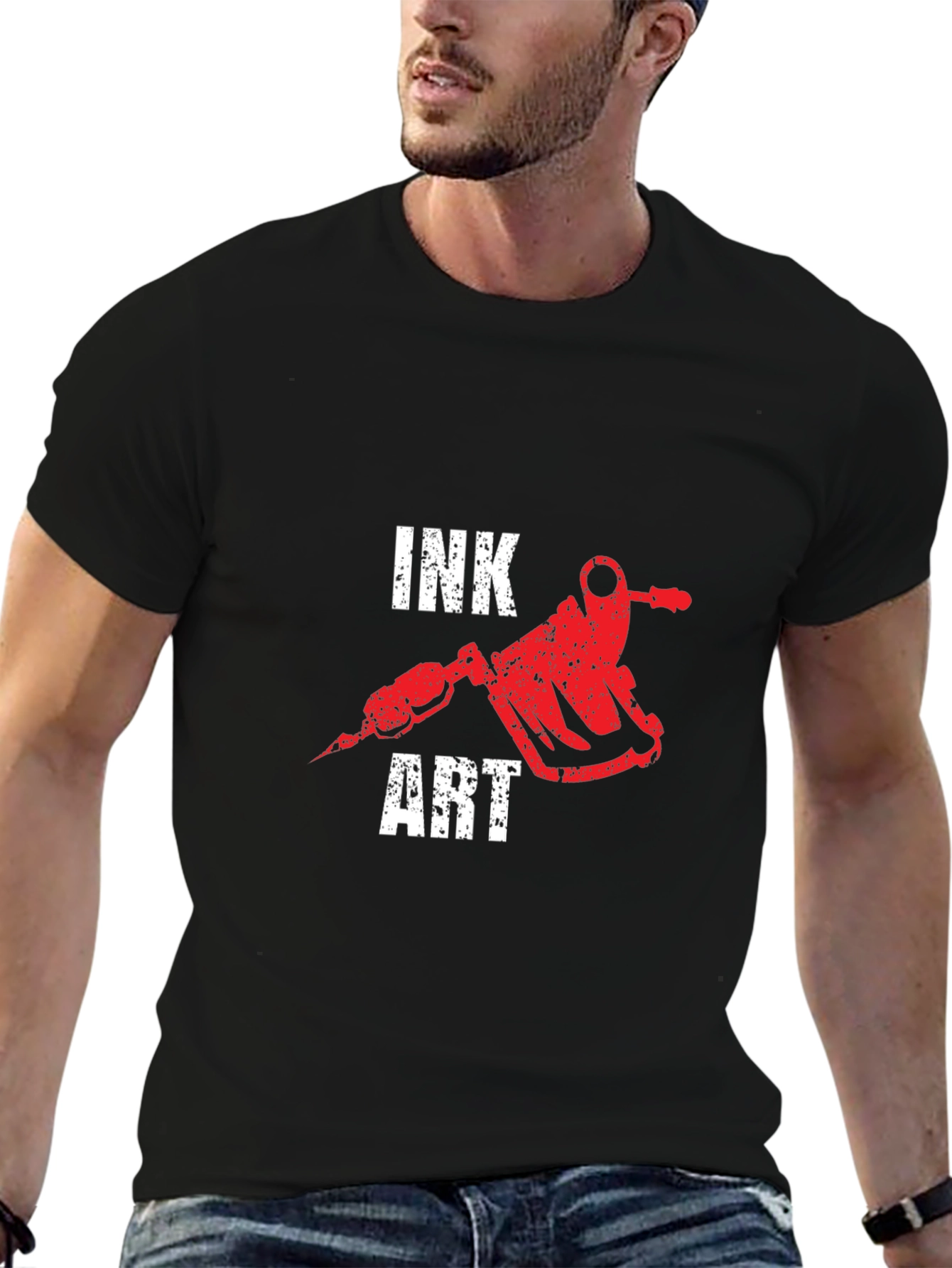 Black Ink Art Graphic Tee - Tattoo Artist Shirt view 6