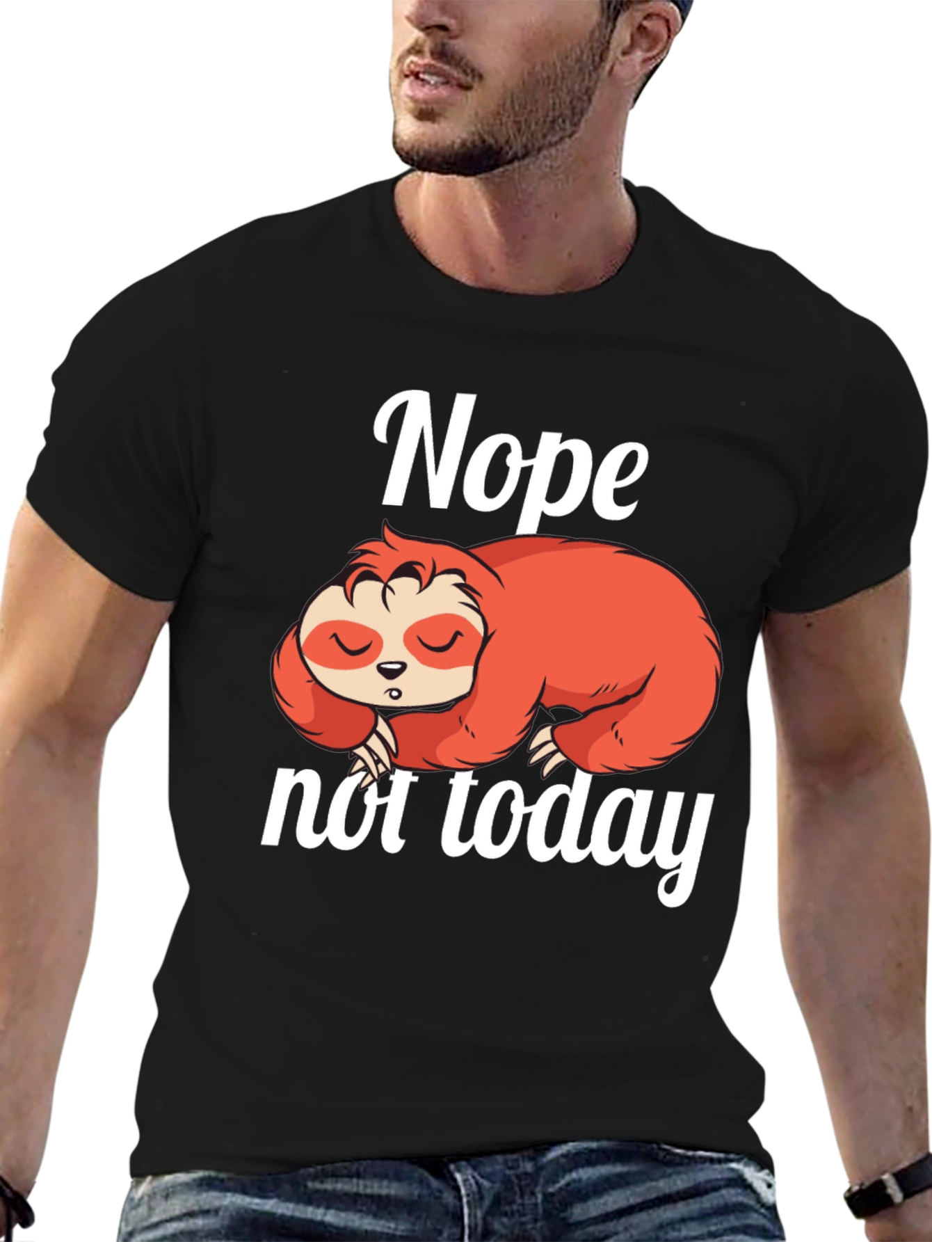 Black Nope Not Today Sloth Graphic Tee - Lazy Day T-Shirt view 6