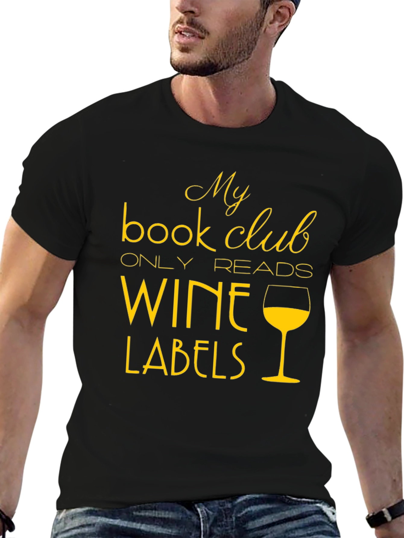 Black Wine Labels Book Club T-Shirt view 6
