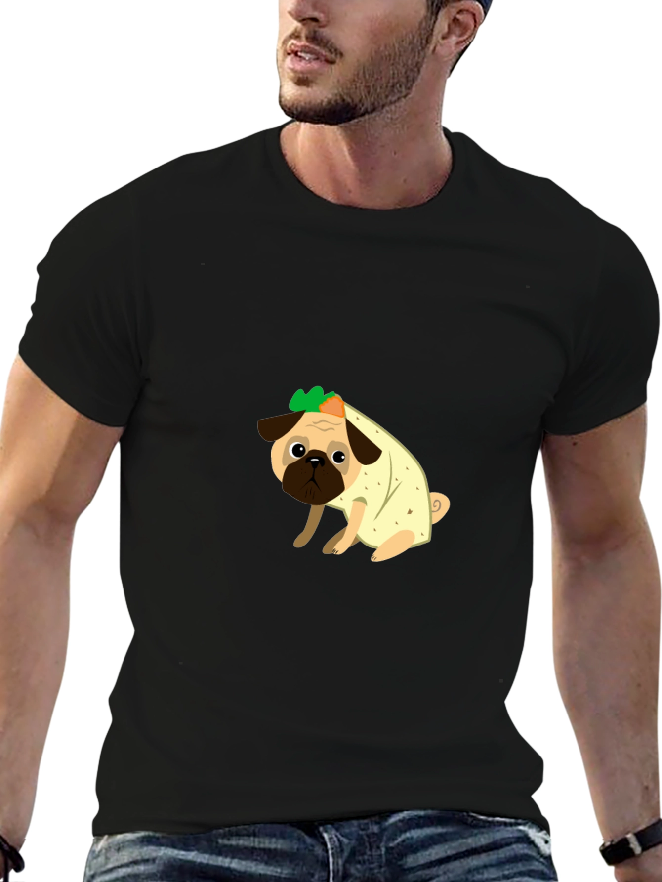 Black Pug Burrito T-Shirt - Cute Novelty Tee view 6