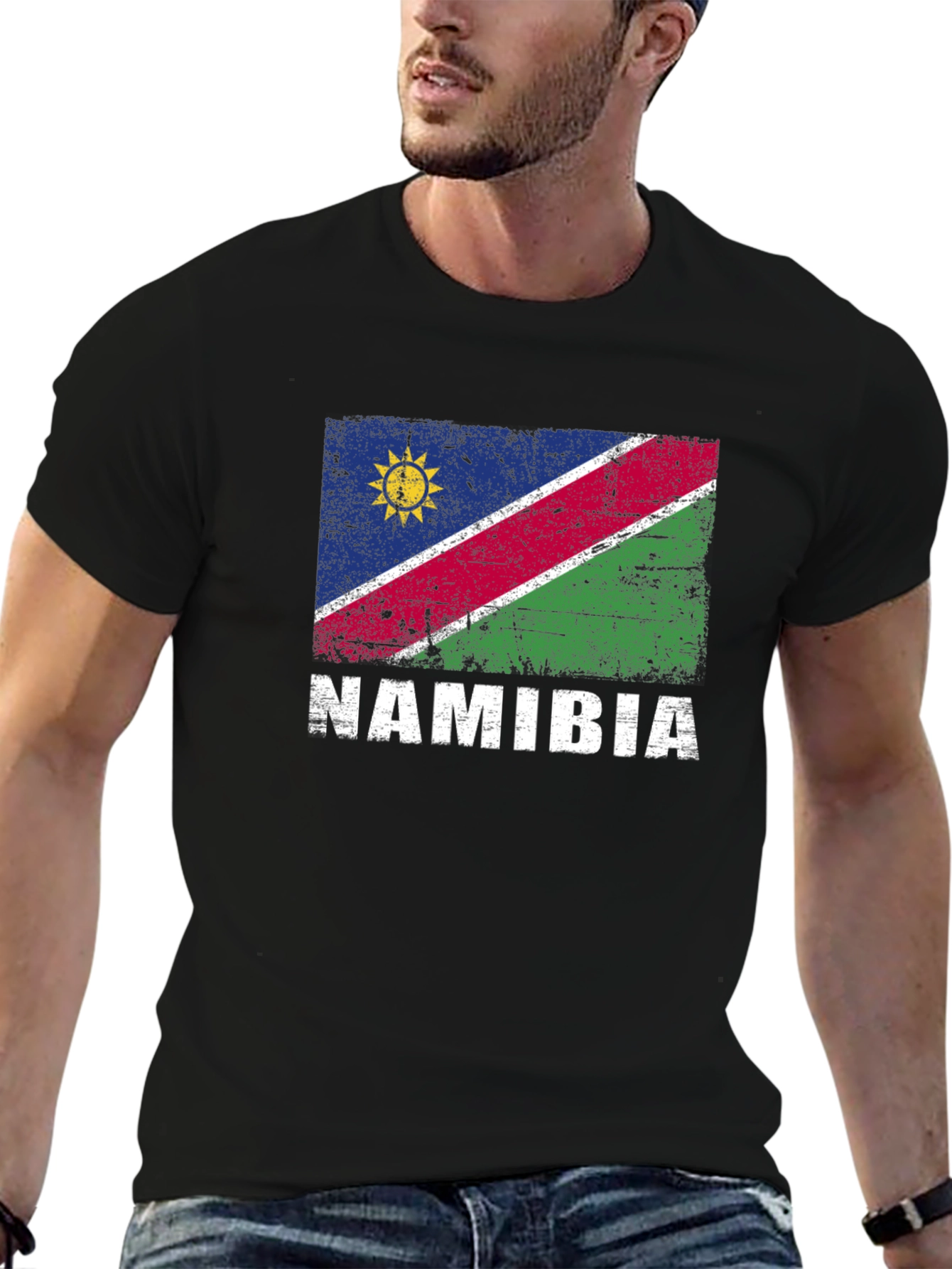 Black Namibia Flag T-Shirt - Vintage Graphic Tee view 6