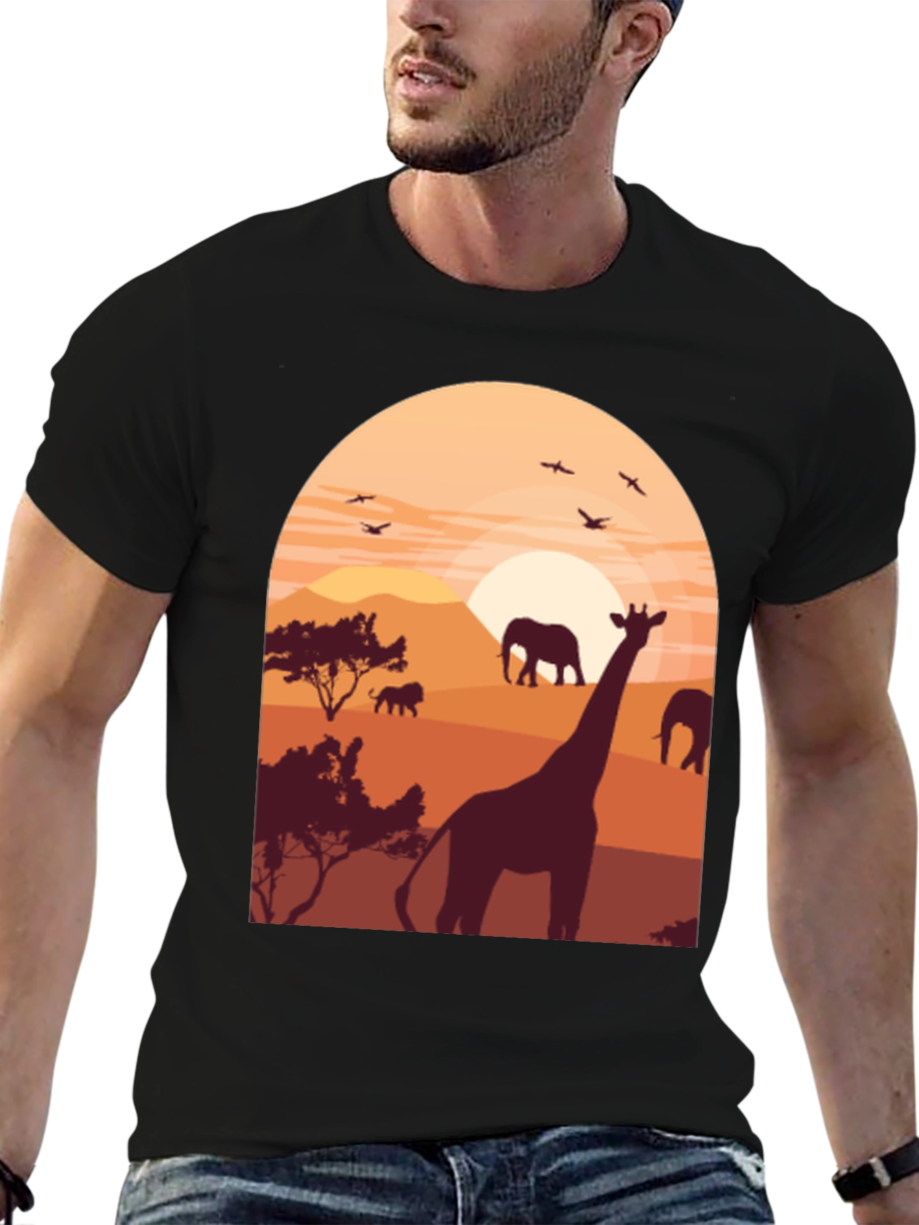 Black Safari Sunset Graphic Tee - Black view 6