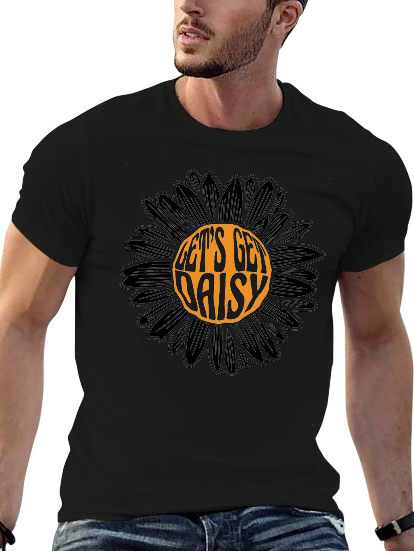 Black Let's Get Daisy Graphic T-Shirt view 6