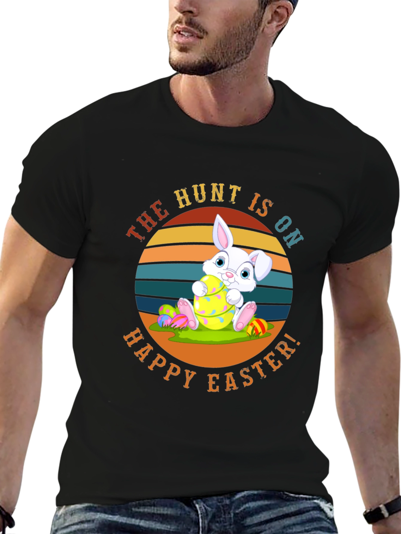 Black Happy Easter Bunny T-Shirt view 6