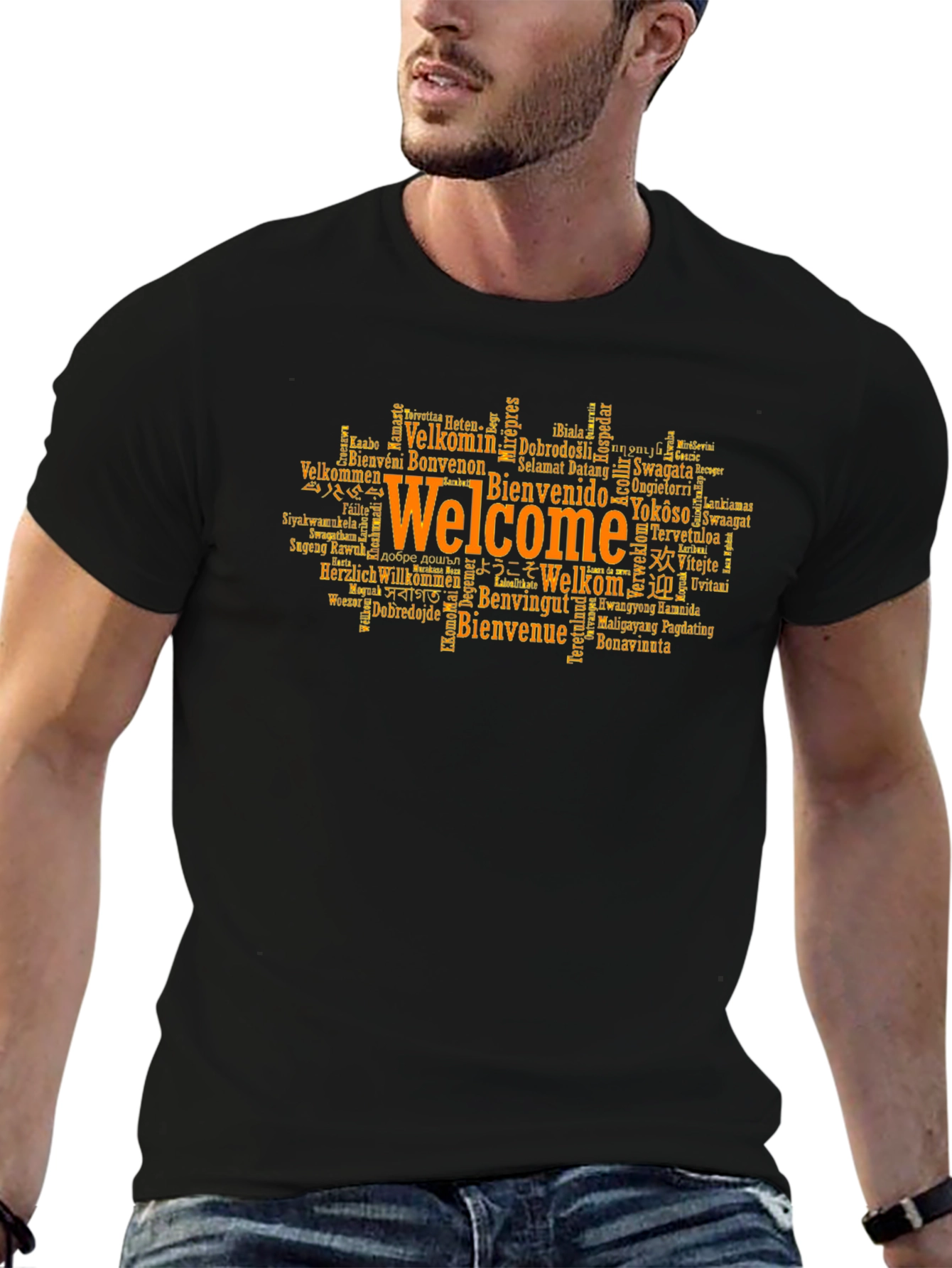 Black Welcome Around The World Graphic T-Shirt view 6