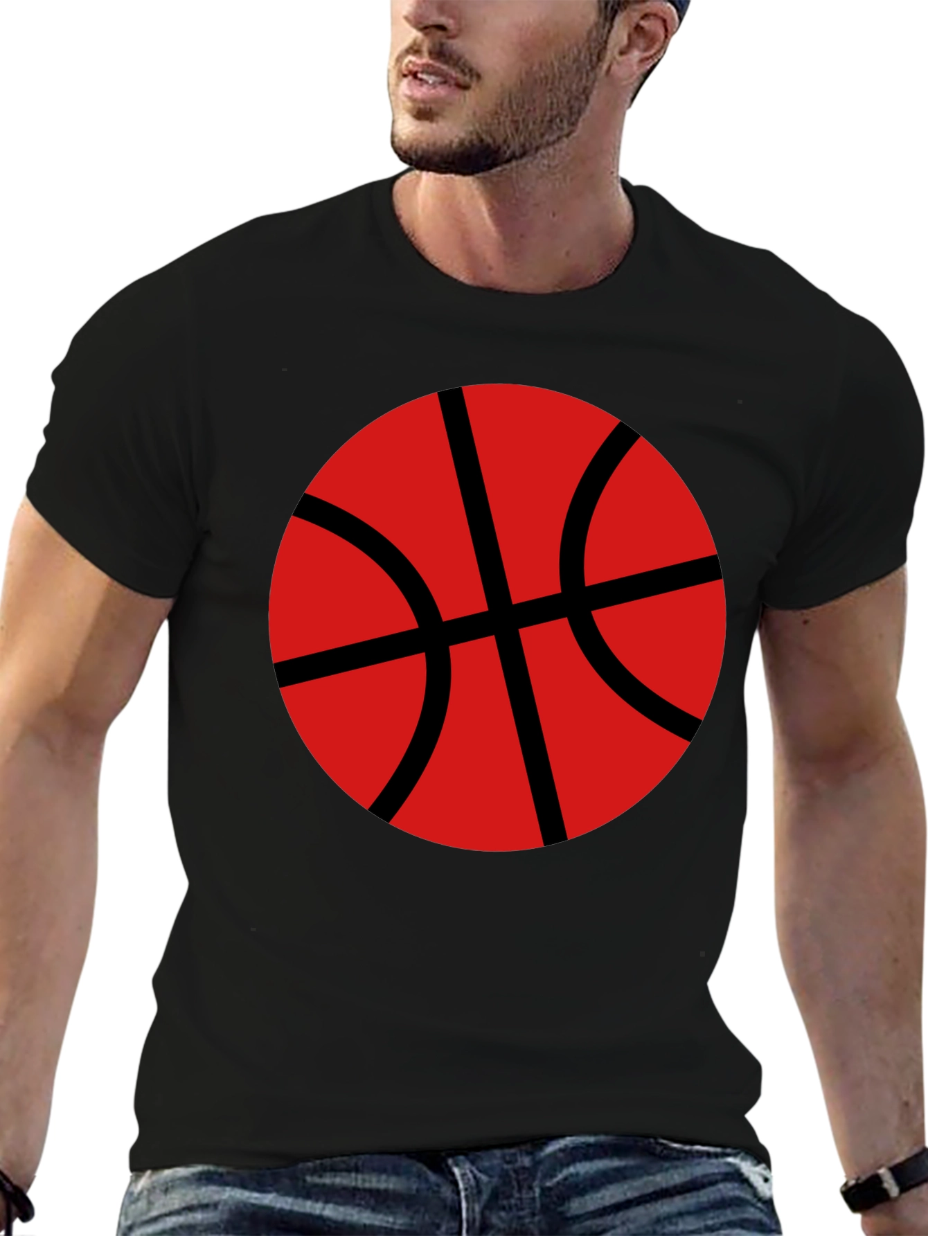 Black Basketball Graphic T-Shirt - Black Cotton Tee view 6