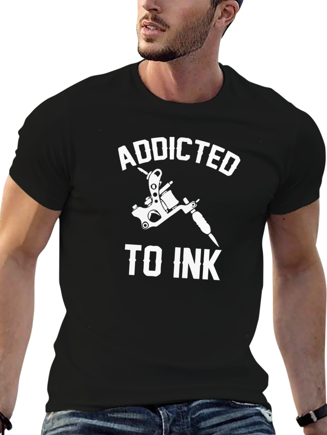 Black Addicted To Ink Tattoo T-Shirt - Stylish Design view 6