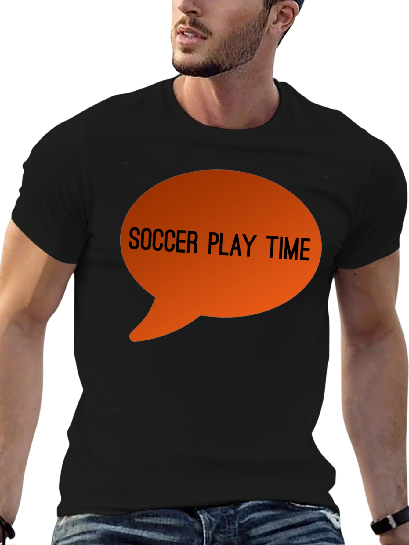 Black Soccer Play Time Graphic Tee - Black Cotton T-Shirt view 6