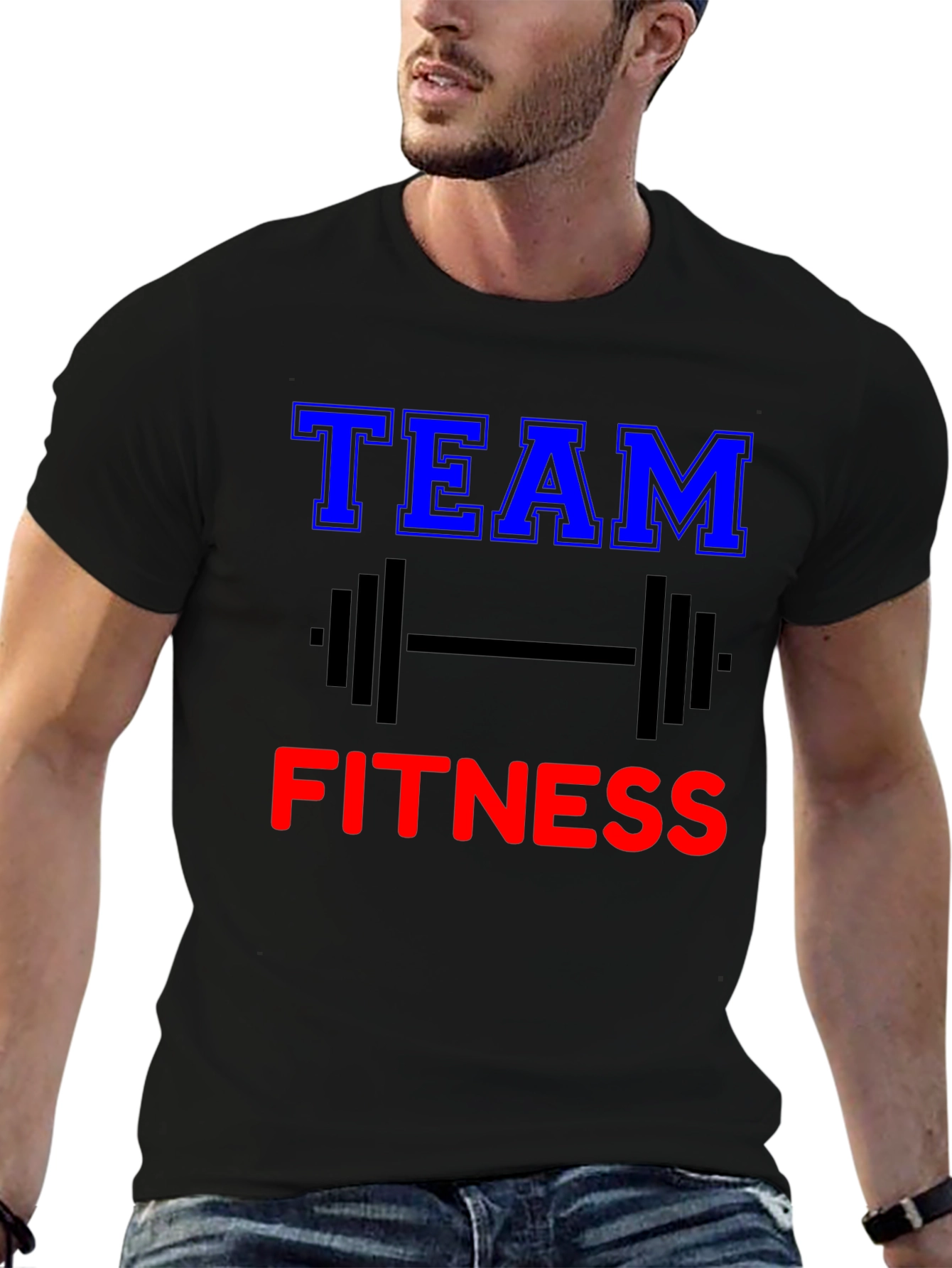 Black Team Fitness Graphic Tee - Gym Workout Shirt view 6
