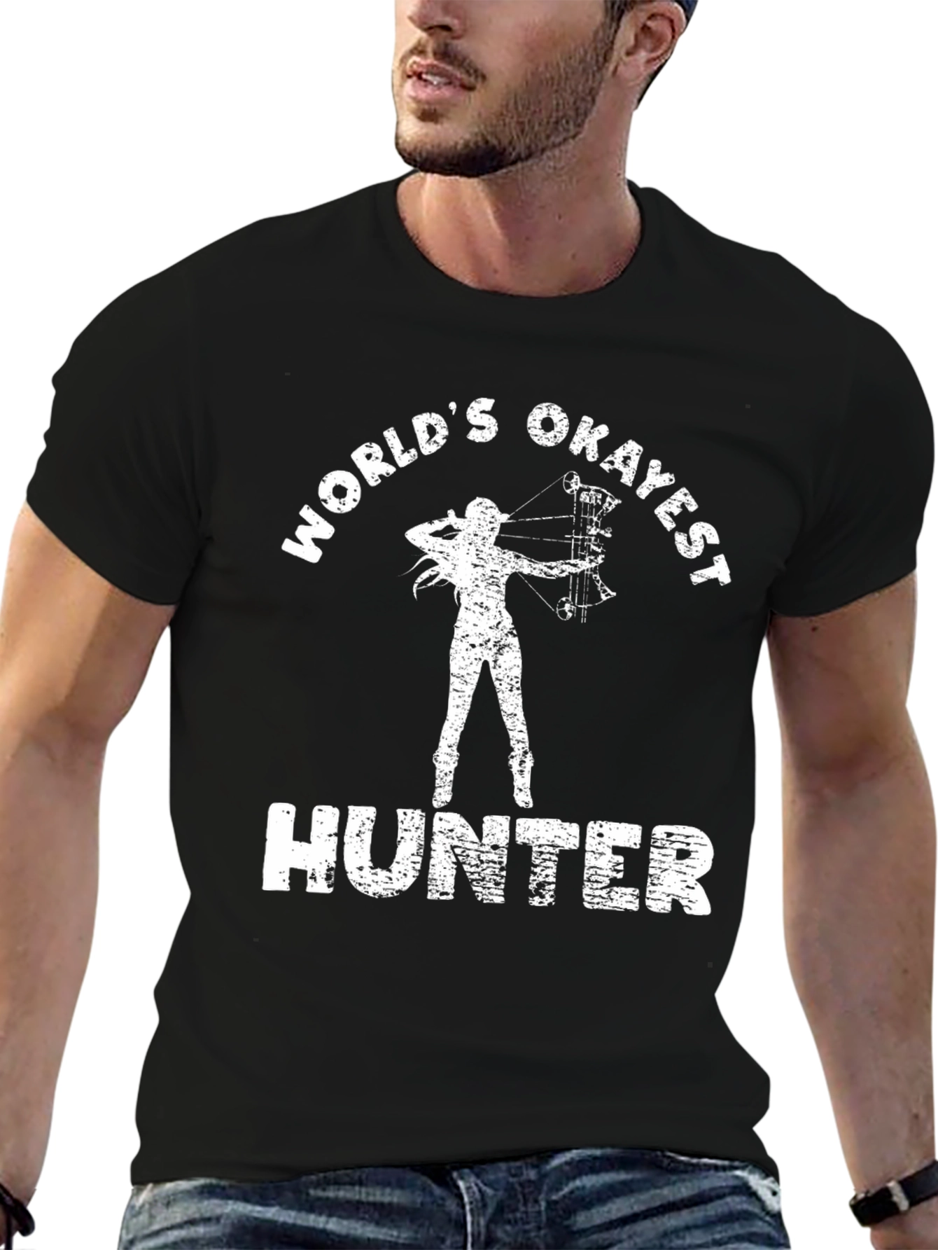 Black World's Okayest Hunter Graphic T-Shirt - Black view 6