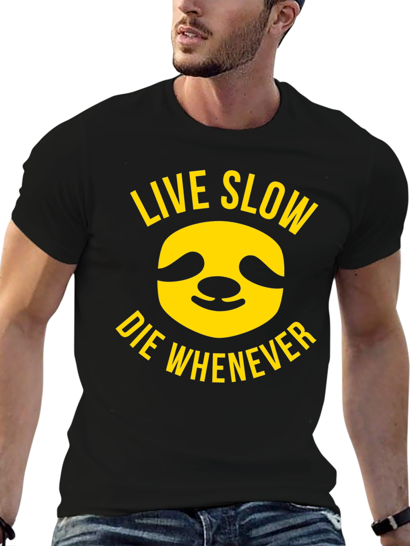 Black Live Slow Sloth T-Shirt - Relaxed Style view 6
