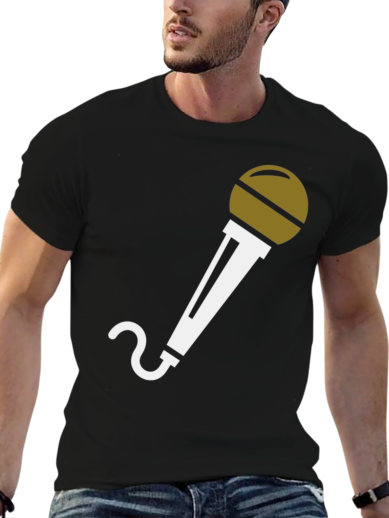 Black Microphone Graphic T-Shirt - Black view 6