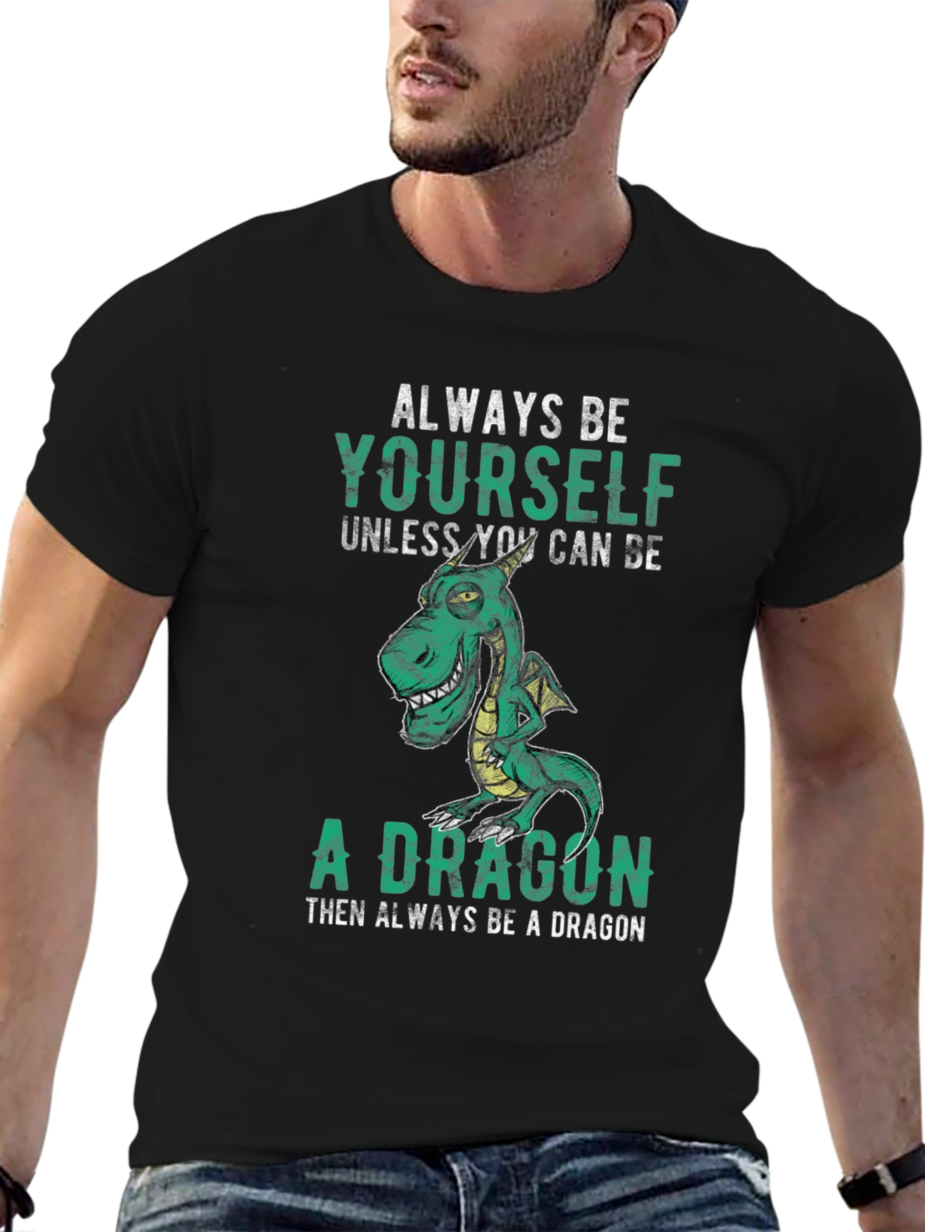 Black Always Be Yourself Dragon Graphic Tee view 6