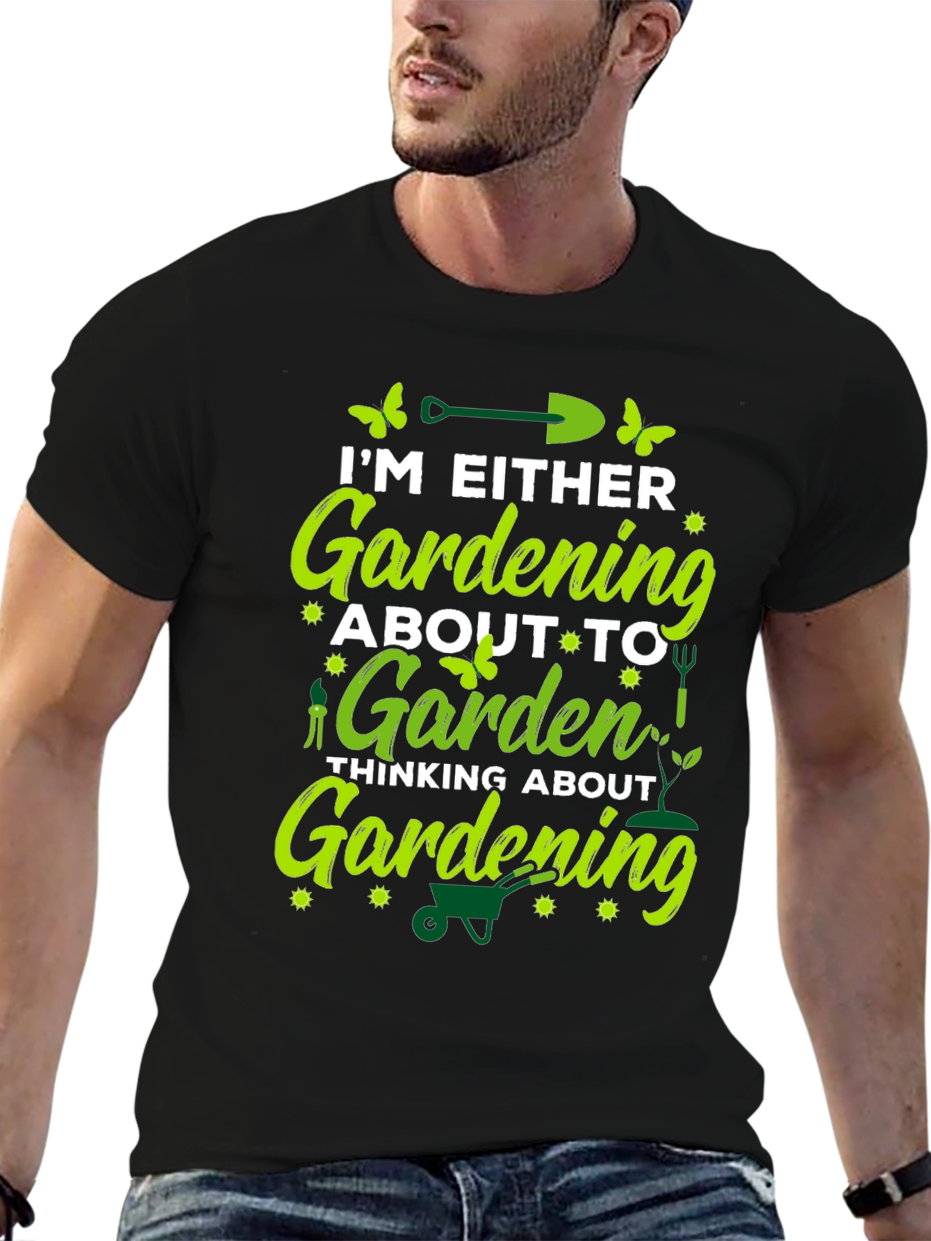 Black Gardening Lover T-Shirt - Black Cotton Blend view 6
