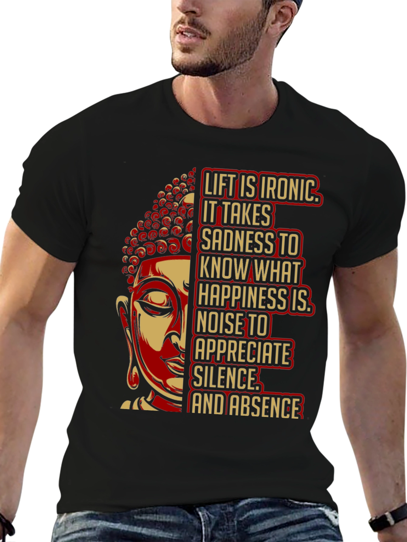 Black Buddha Quote Graphic T-Shirt view 6