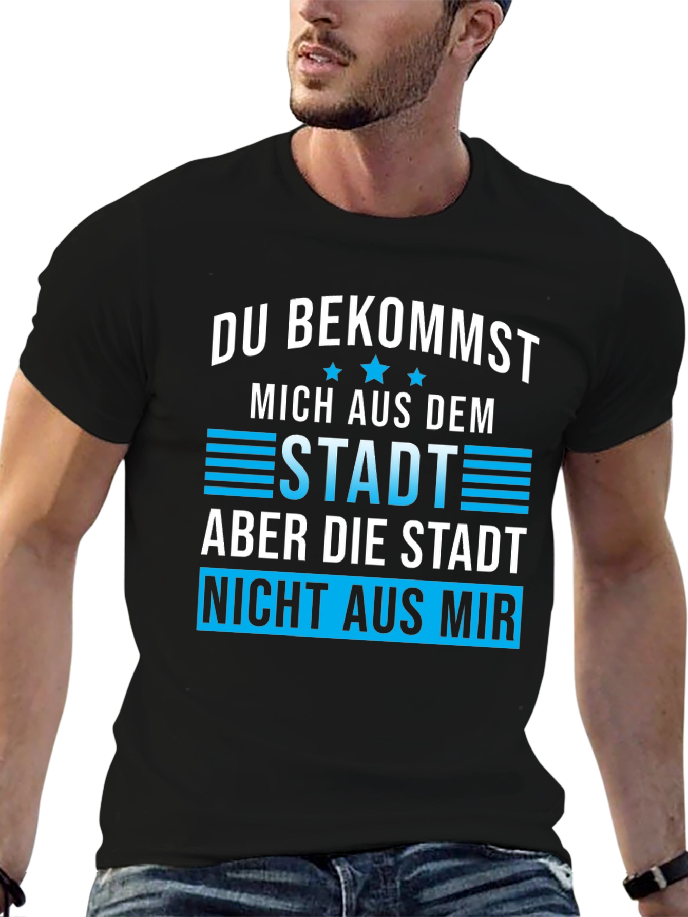 Black Funny 'Du Bekommst Mich Aus Dem Stadt' Graphic Tee view 6
