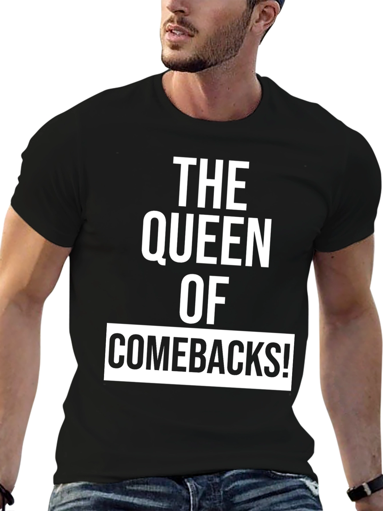 Black The Queen of Comebacks! Funny Novelty Graphic T-Shirt view 6