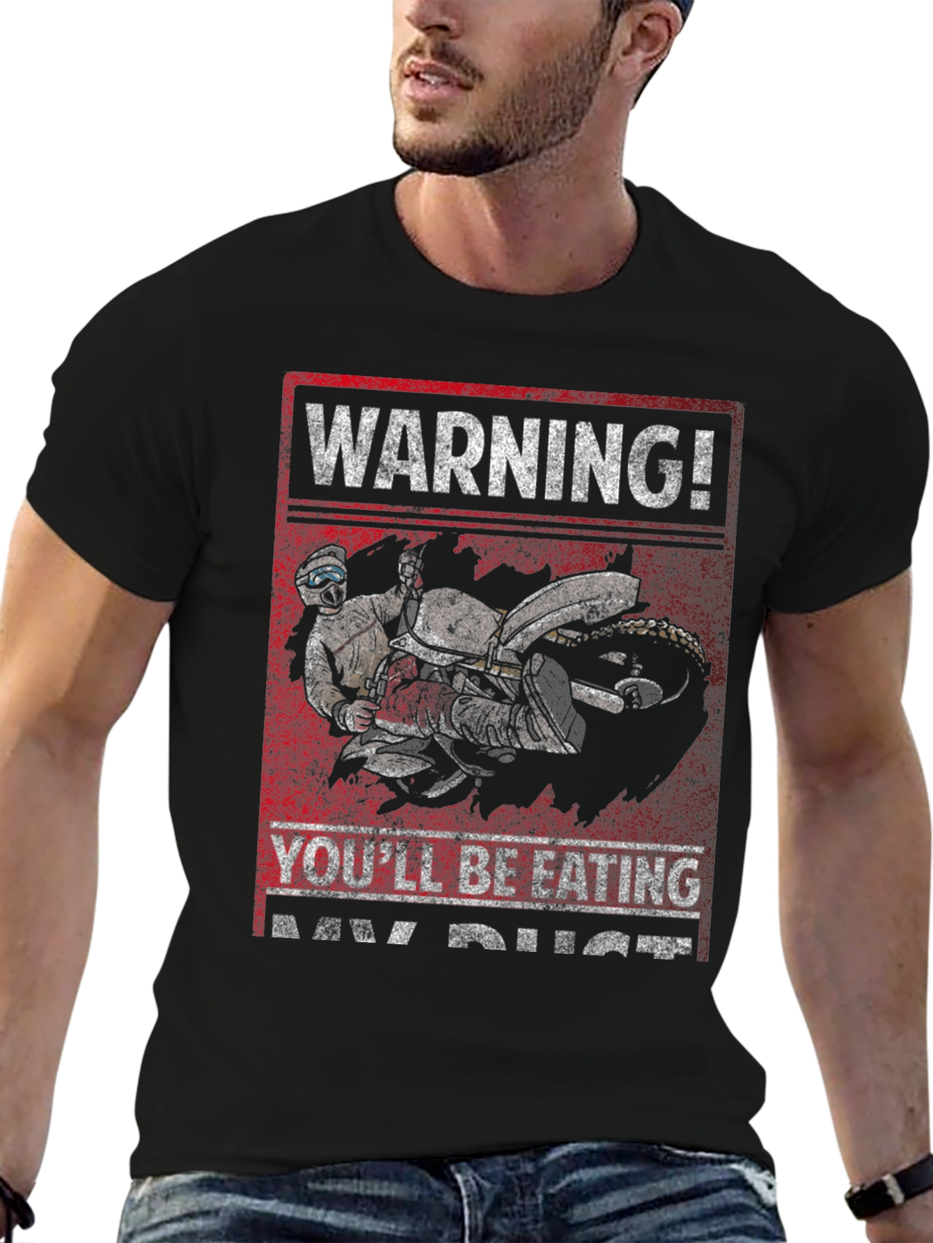 Black Warning Dirt Bike T-Shirt view 6