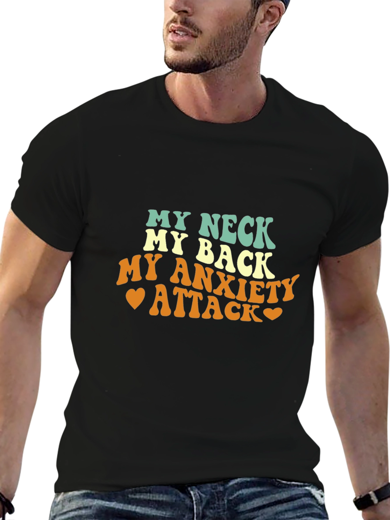 Black My Neck, My Back Tee - Anxiety Relief Comfort Shirt view 6