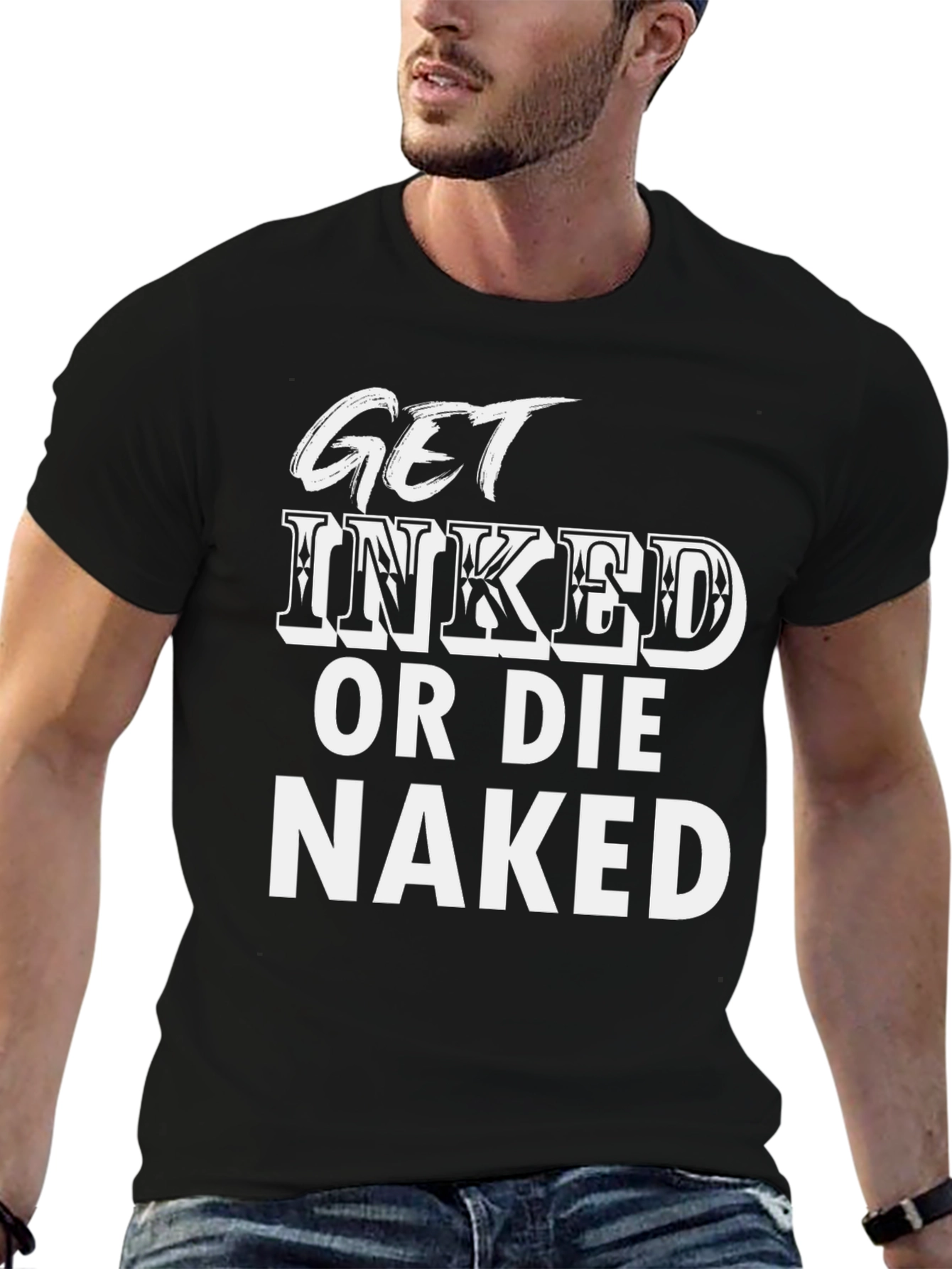 Black Get Inked T-Shirt: Tattoo Lover's Graphic Tee view 6