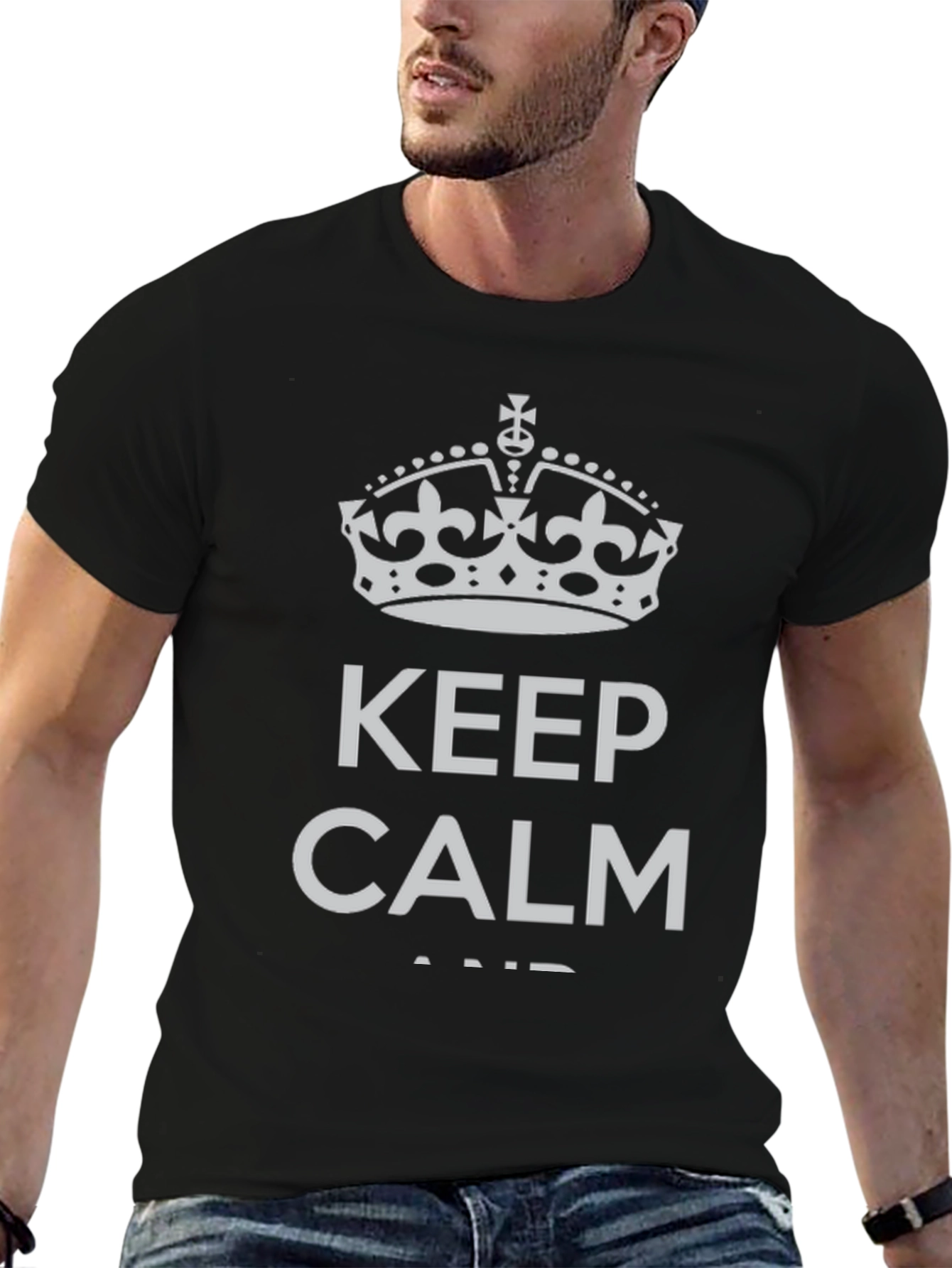 Black Keep Calm Graphic Print T-Shirt view 6