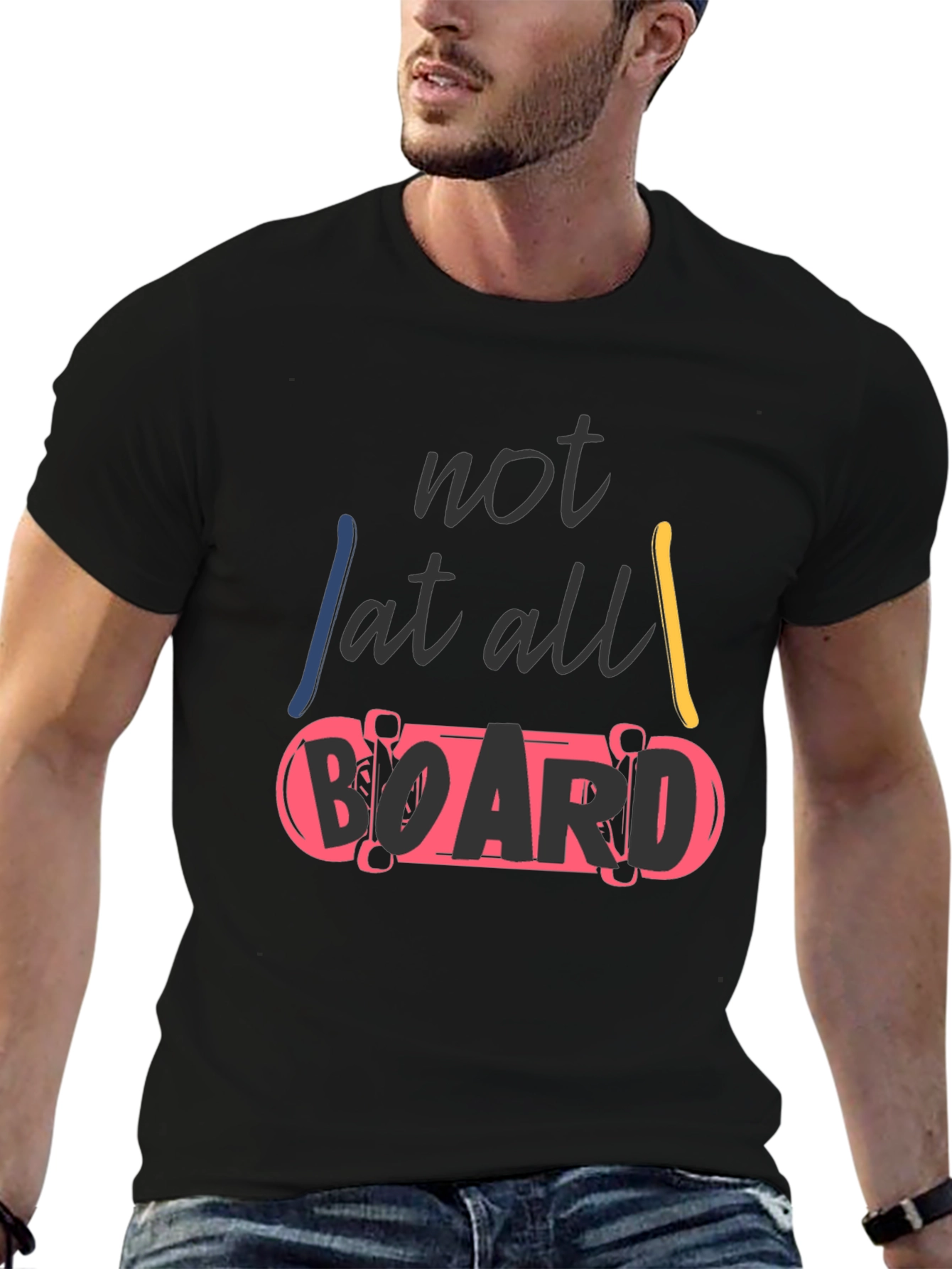 Black Not At All Board Skateboard T-Shirt view 6