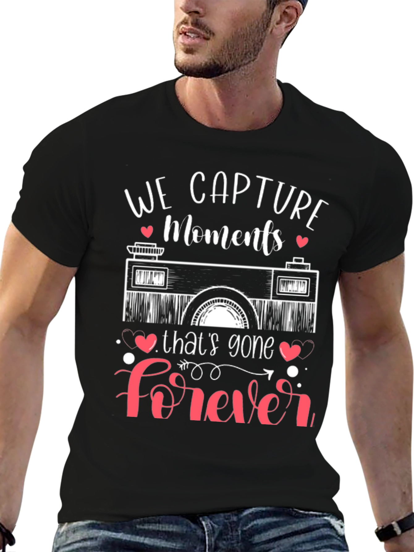 Black We Capture Moments T-Shirt, Forever Memories Tee view 6