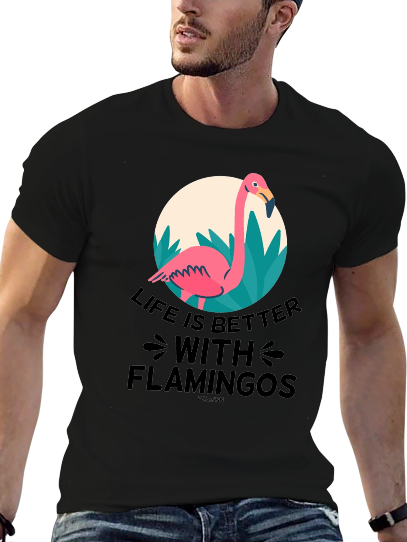 Black Life is Better with Flamingos T-Shirt view 6