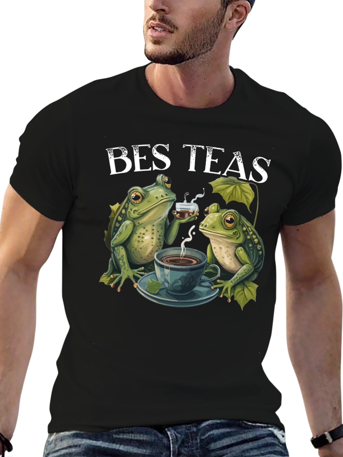 Black Bes Teas Frog T-Shirt - Quirky Tea Lovers Tee view 6