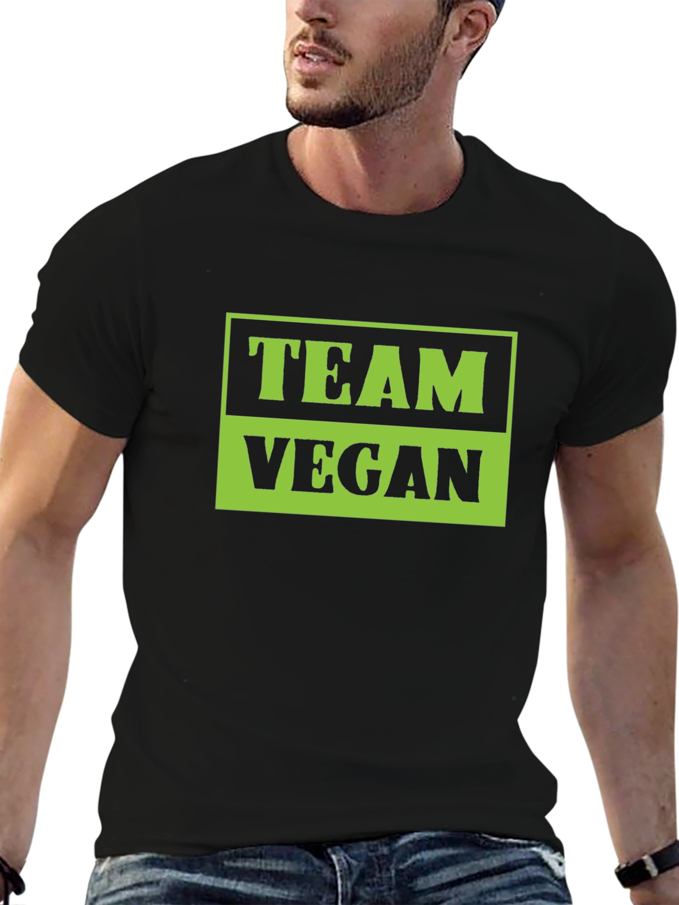 Black Team Vegan Graphic Tee - Black view 6