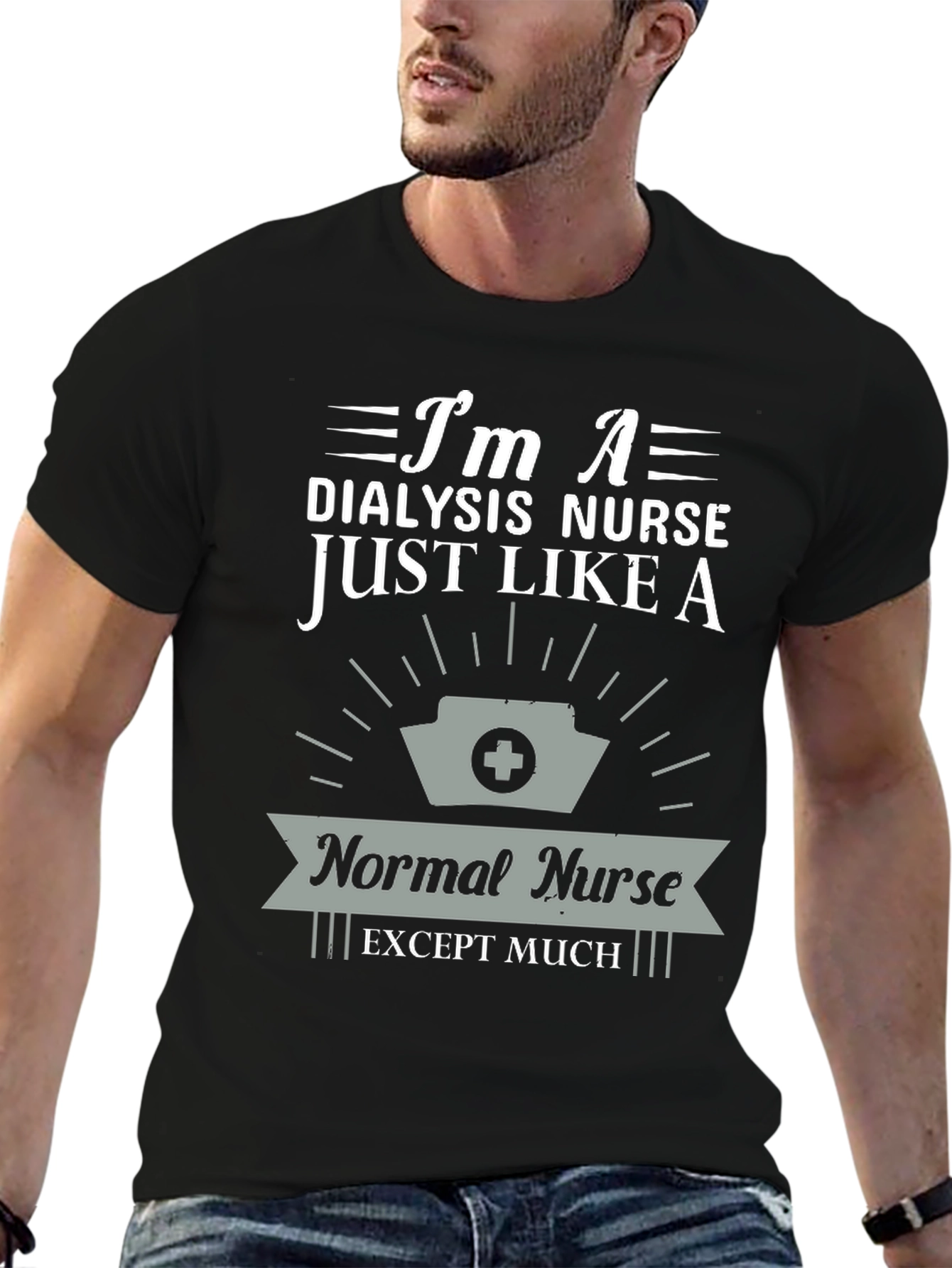 Black Dialysis Nurse T-Shirt - Gift for Nurses view 6