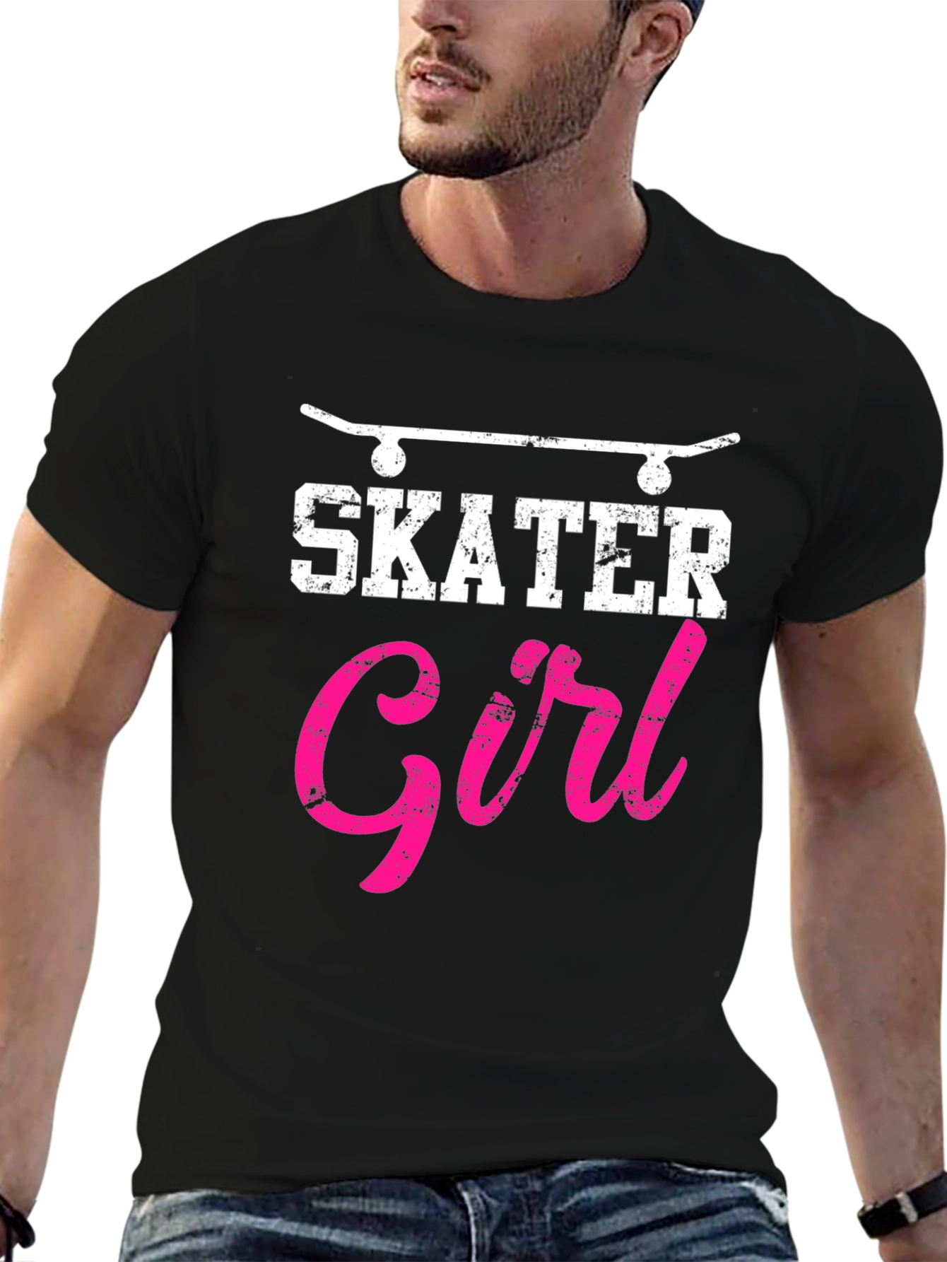 Black Skater Girl Graphic T-Shirt - Cool Skateboarding Tee view 6