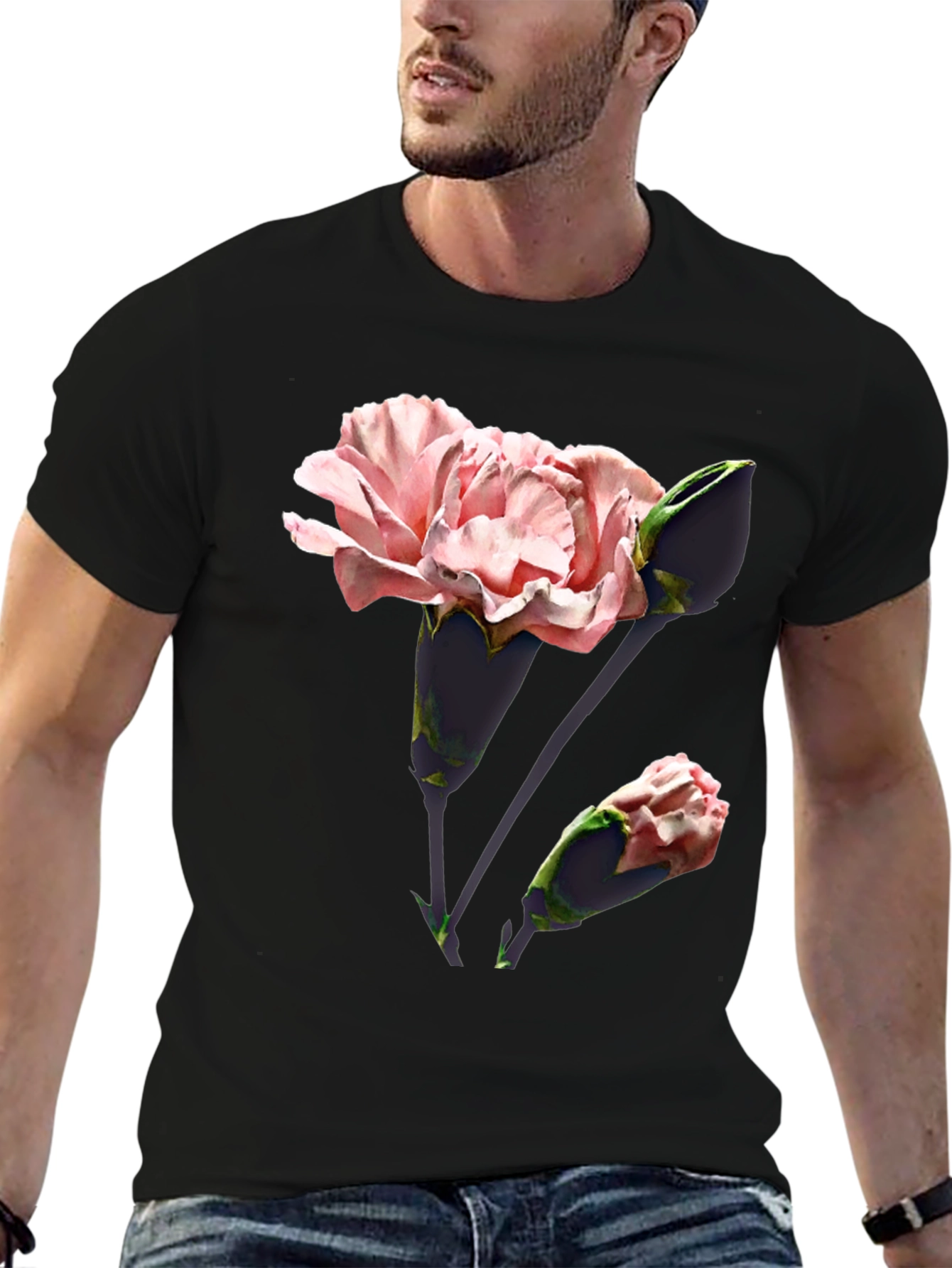 Black Floral Print T-Shirt - Stylish & Comfortable view 6