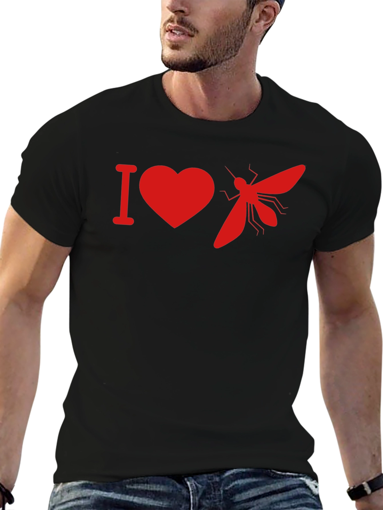 Black I Heart Mosquitoes Graphic Tee - Black Cotton view 6