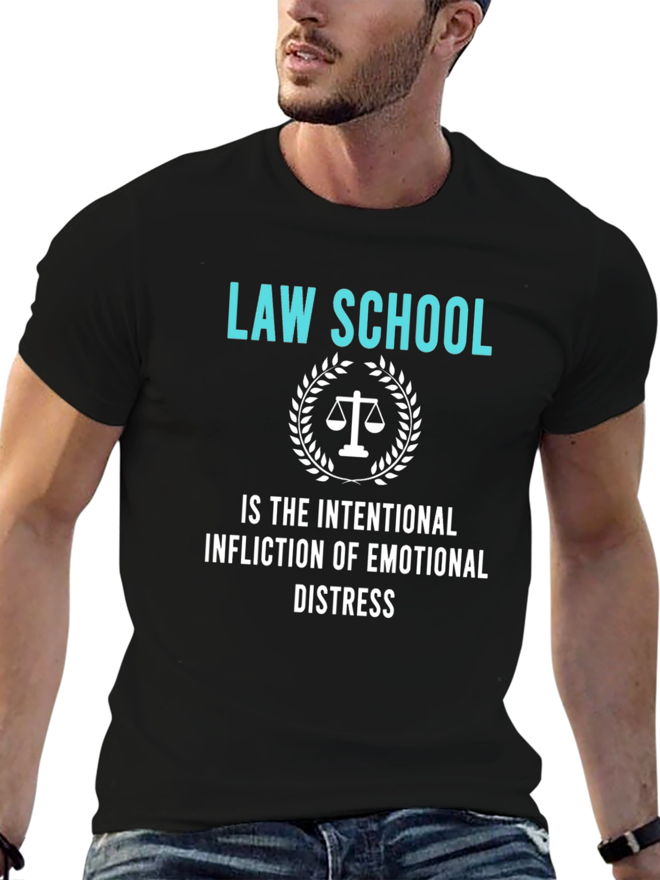 Black Law School Emotional Distress T-Shirt view 6