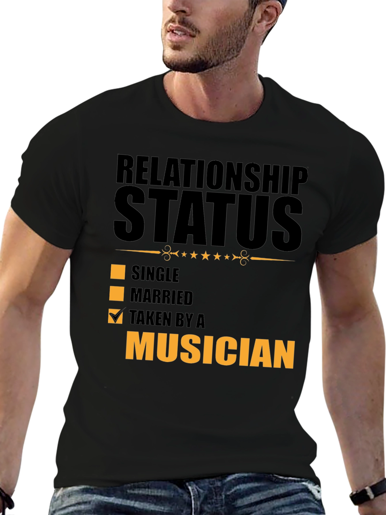 Black Taken By A Musician Relationship Status Graphic Tee view 6