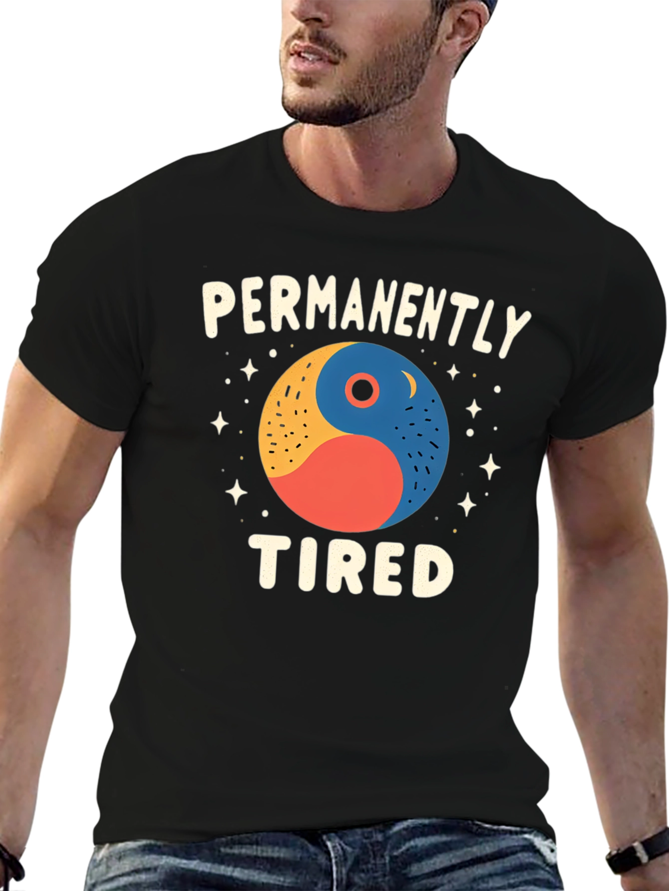 Black Permanently Tired Graphic T-Shirt view 6