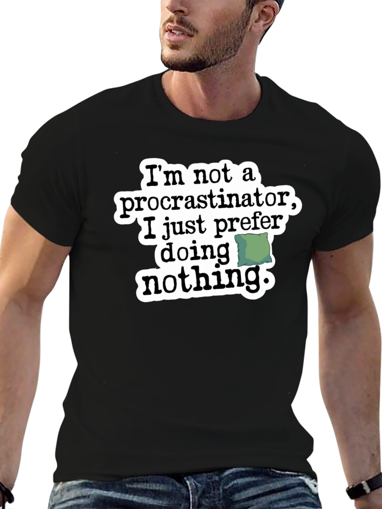 Black Procrastinator Humor Graphic T-Shirt view 6