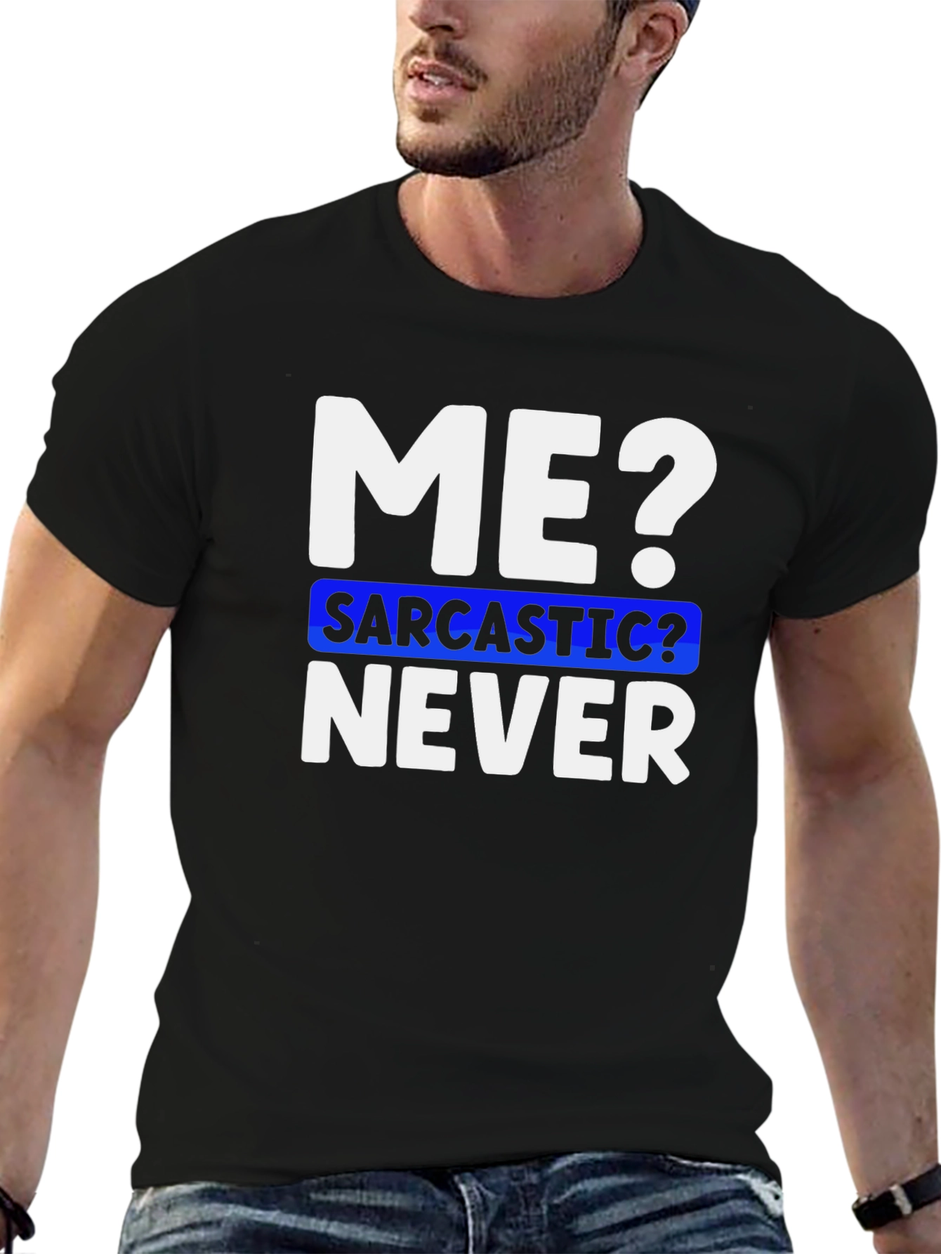 Black Sarcastic Never Funny T-Shirt view 6