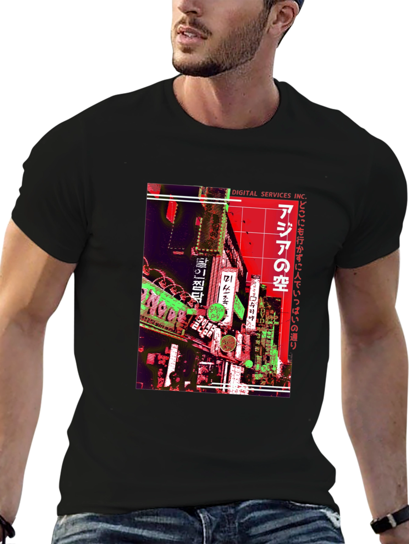 Black Asia Neon Nights T-Shirt view 6