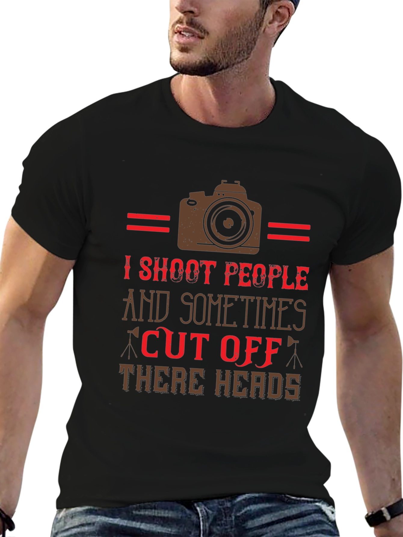 Black I Shoot People Funny Camera T-Shirt view 6