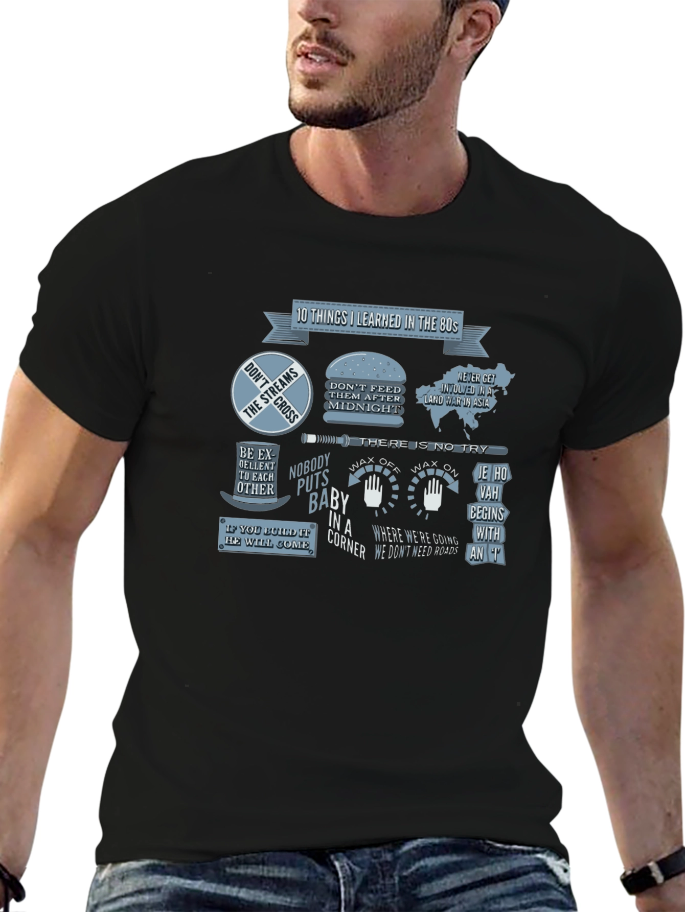 Black 80s Movie Quote T-Shirt view 6
